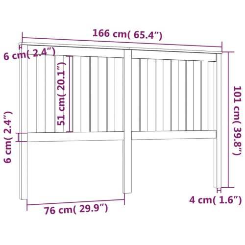Uzglavlje za krevet crno 166 x 6 x 101 cm od masivne borovine - Crna 166 x 101 cm 1 Cijena