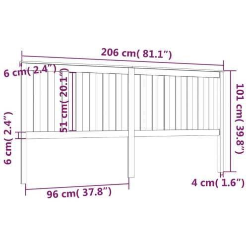 Uzglavlje za krevet crno 206 x 6 x 101 cm od masivne borovine - Crna 206 x 101 cm 1 Cijena