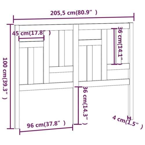 Uzglavlje za krevet bijelo 205,5x4x100 cm od masivne borovine - Bijela 205.5 x 100 cm 1 Cijena