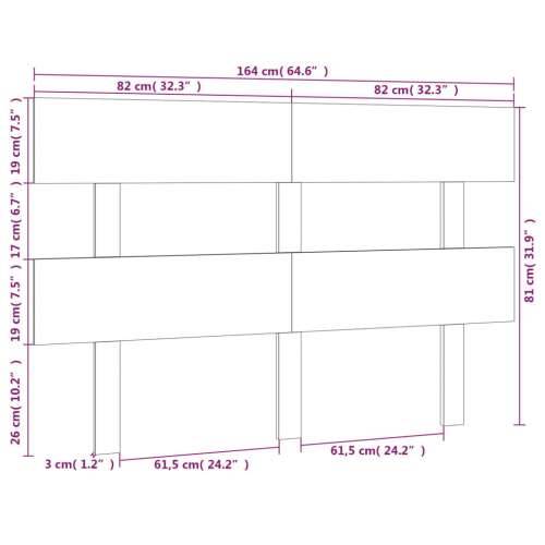 Uzglavlje za krevet crno 164 x 3 x 81 cm od masivne borovine - Crna 164 x 81 cm 1 Cijena