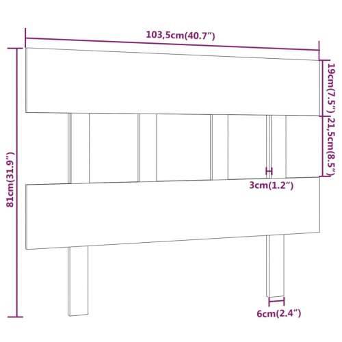 Uzglavlje za krevet sivo 103,5 x 3 x 81 cm od masivne borovine Siva 103.5 x 81 cm 1 Cijena