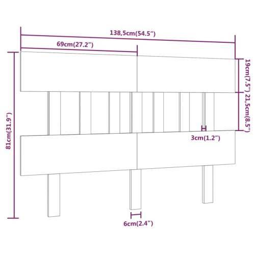 Uzglavlje za krevet sivo 138,5 x 3 x 81 cm od masivne borovine Siva 138.5 x 81 cm 1 Cijena