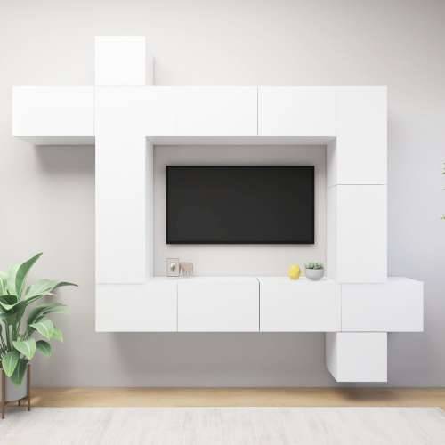 9-dijelni set TV ormarića bijeli od konstruiranog drva - Bijela 9 100 cm Cijena