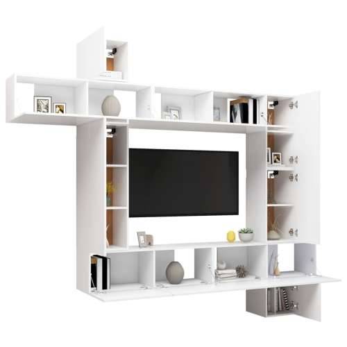 9-dijelni set TV ormarića bijeli od konstruiranog drva - Bijela 9 100 cm Cijena