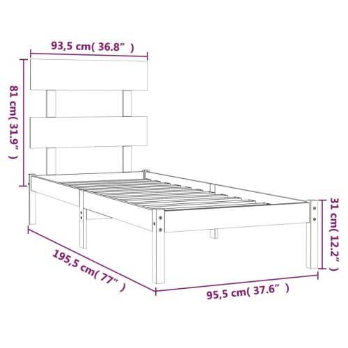 Okvir za krevet bijeli od masivnog drva 90 x 190 cm mali - Bijela 90 x 190 cm Cijena