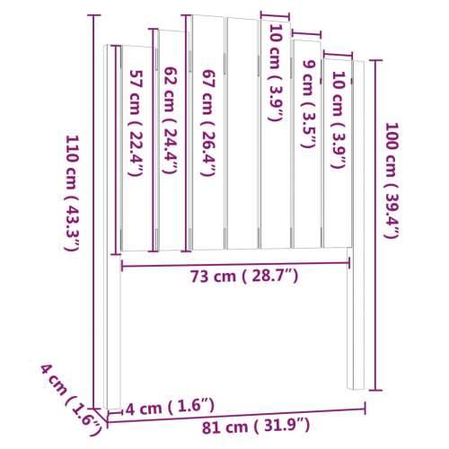 Uzglavlje za krevet crno 81 x 4 x 110 cm od masivne borovine - Crna 81 x 110 cm 1 Cijena