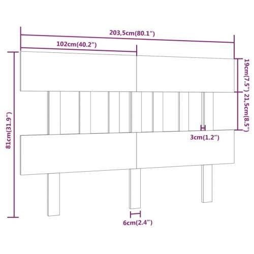 Uzglavlje za krevet 203,5 x 3 x 81 cm od masivne borovine - Prirodna 203.5 x 81 cm 1 Cijena