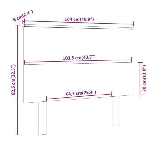 Uzglavlje za krevet sivo 104 x 6 x 82,5 cm od masivne borovine - Siva 104 x 82.5 cm 1 Cijena