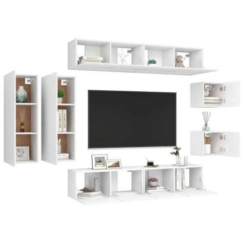 8-dijelni set TV ormarića bijeli od konstruiranog drva - Bijela 8 80 cm Cijena