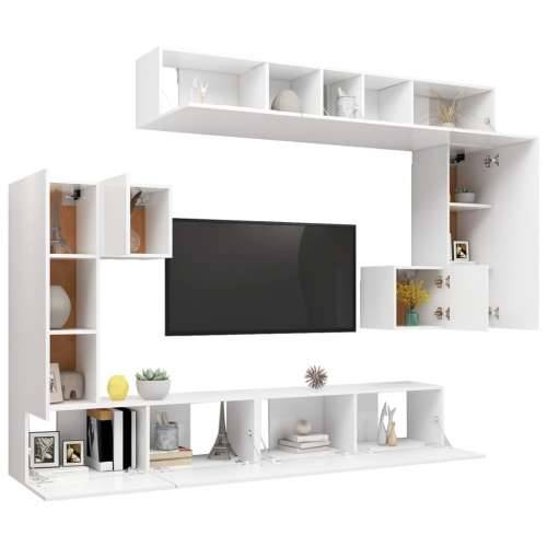 8-dijelni set TV ormarića bijeliod konstruiranog drva - Bijela 8 100 cm Cijena