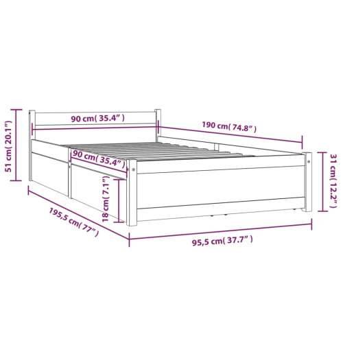 Okvir za krevet s ladicama 90 x 190 cm jednokrevetni Prirodna 90 x 190 cm Cijena