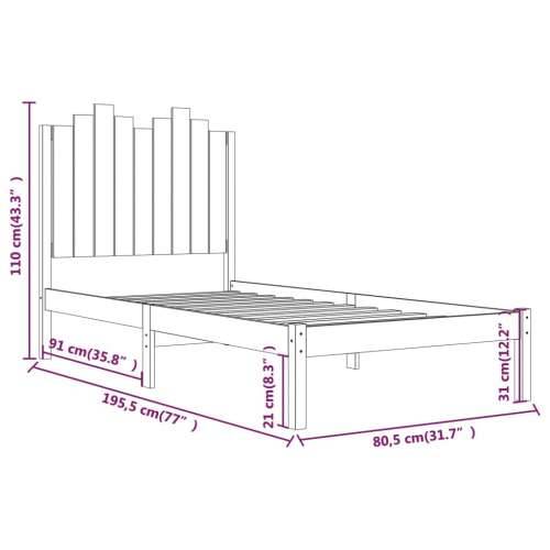 Okvir za krevet od borovine crni 75 x 190 cm jednokrevetni - Crna 75 x 190 cm Cijena