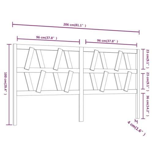 Uzglavlje za krevet boja meda 206 x 4 x 100 cm masivna borovina - boja meda 206 x 100 cm 1 Cijena