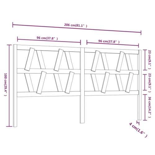 Uzglavlje za krevet boja meda 206 x 4 x 100 cm masivna borovina Cijena