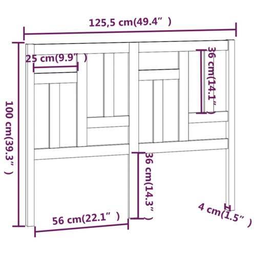 Uzglavlje za krevet sivo 125,5 x 4 x 100 cm od masivne borovine - Siva 125.5 x 100 cm 1 Cijena