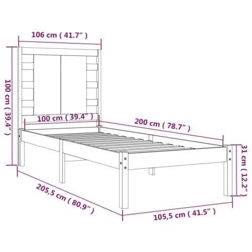 Okvir za krevet od masivne borovine crni 100 x 200 cm - Crna 100 x 200 cm Cijena