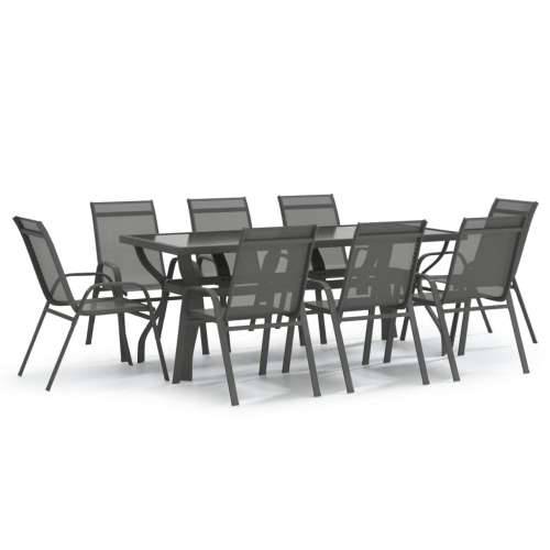 Vrtna garnitura - 9-dijelni vrtni blagovaonski set sivo-crni - Siva i crna Dužina stola 180 cm 8 Cijena