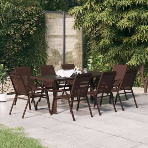 Vrtna garnitura - 9-dijelni vrtni blagovaonski set smeđe-crni - Smeđa i crna Dužina stola 180 cm 8 Cijena