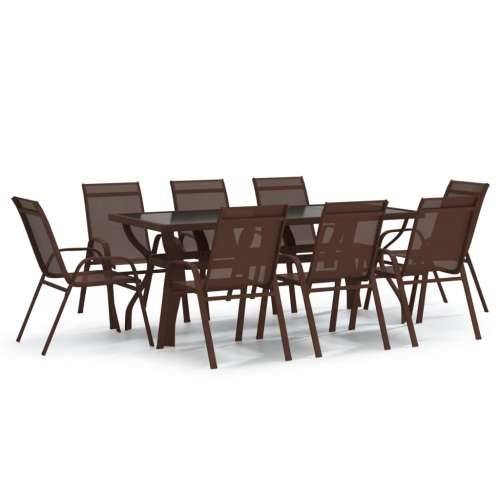 Vrtna garnitura - 9-dijelni vrtni blagovaonski set smeđe-crni - Smeđa i crna Dužina stola 180 cm 8 Cijena