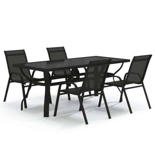 Vrtna garnitura - 5-dijelni vrtni blagovaonski set crni - Crna Dužina stola 180 cm 4 Cijena