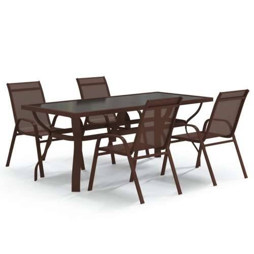 Vrtna garnitura - 5-dijelni vrtni blagovaonski set smeđe-crni - Smeđa i crna Dužina stola 180 cm 4 Cijena