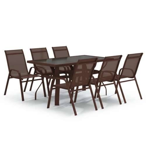 Vrtna garnitura - 7-dijelni vrtni blagovaonski set smeđe-crni - Smeđa i crna Dužina stola 140 cm 6 Cijena