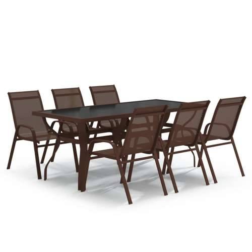 Vrtna garnitura - 7-dijelni vrtni blagovaonski set smeđe-crni - Smeđa i crna Dužina stola 180 cm 6 Cijena