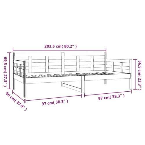 Dnevni ležaj bijeli od masivne borovine 90 x 200 cm - Bijela 90 x 200 cm Cijena