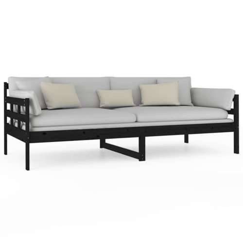 Dnevni ležaj od masivne borovine crni 90 x 200 cm - Crna 90 x 200 cm Cijena