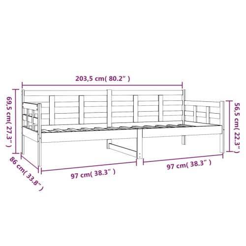 Dnevni ležaj bijeli 80 x 200 cm od masivne borovine - Bijela 80 x 200 cm Cijena
