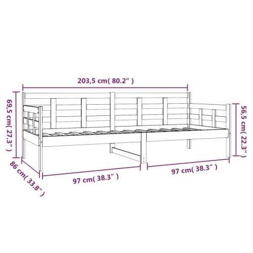 Dnevni ležaj od masivne borovine crni 80 x 200 cm - Crna 80 x 200 cm Cijena