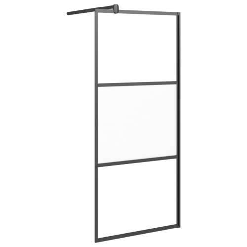 Pregrada za tuš 90 x 195 cm s napola mutnim staklom ESG crna - Crna 90 x 195 cm napola matirano Cijena