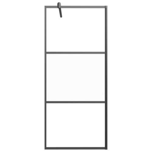 Pregrada za tuš 90 x 195 cm s napola mutnim staklom ESG crna - Crna 90 x 195 cm napola matirano Cijena
