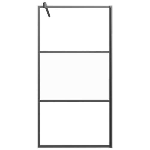 Pregrada za tuš 100 x 195 cm s napola mutnim staklom ESG crna - Crna 100 x 195 cm napola matirano Cijena