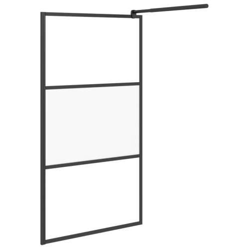 Pregrada za tuš 100 x 195 cm s napola mutnim staklom ESG crna - Crna 100 x 195 cm napola matirano Cijena
