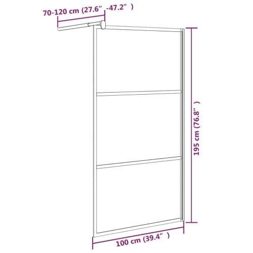 Pregrada za tuš 100 x 195 cm s napola mutnim staklom ESG crna - Crna 100 x 195 cm napola matirano Cijena
