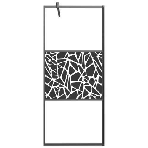Pregrada za tuš 90 x 195 cm staklo ESG s uzorkom kamena crna - Crna 90 x 195 cm staklo i kamen Cijena