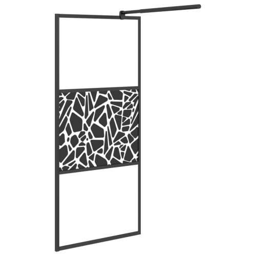 Pregrada za tuš 90 x 195 cm staklo ESG s uzorkom kamena crna - Crna 90 x 195 cm staklo i kamen Cijena