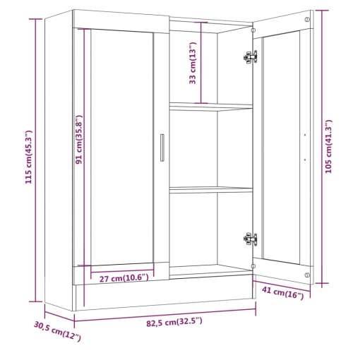 Vitrina boja dimljenog hrasta 82,5x30,5x115cm konstruirano drvo - Dimljeni hrast 1 115 cm Cijena