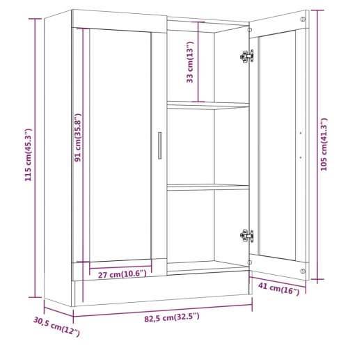 Vitrina boja dimljenog hrasta 82,5 x 30,5 x 115 cm drvena Cijena