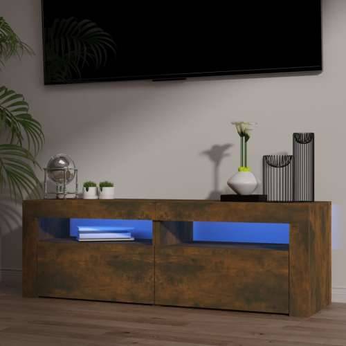 TV ormarić s LED svjetlima boja dimljenog hrasta 120x35x40 cm - Dimljeni hrast 1 Cijena