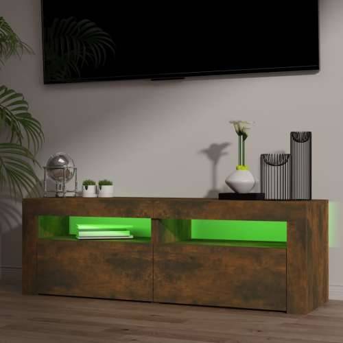 TV ormarić s LED svjetlima boja dimljenog hrasta 120x35x40 cm - Dimljeni hrast 1 Cijena