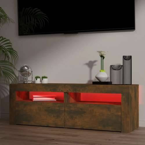 TV ormarić s LED svjetlima boja dimljenog hrasta 120x35x40 cm - Dimljeni hrast 1 Cijena