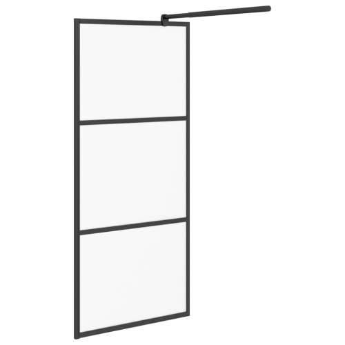 Pregrada za tuš 80 x 195 cm s mutnim staklom ESG crna - Crna 80 x 195 cm Matirano Cijena