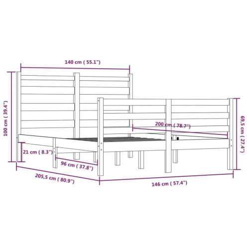 Okvir za krevet od masivne borovine 140 x 200 cm - Prirodna 140 x 200 cm Cijena