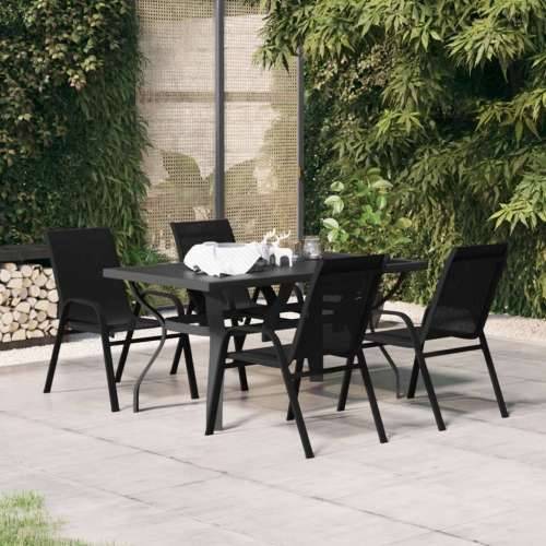Vrtna garnitura - 5-dijelni vrtni blagovaonski set crni - Crna Dužina stola 140 cm 4 Cijena