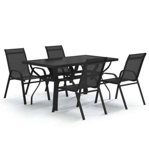 Vrtna garnitura - 5-dijelni vrtni blagovaonski set crni - Crna Dužina stola 140 cm 4 Cijena