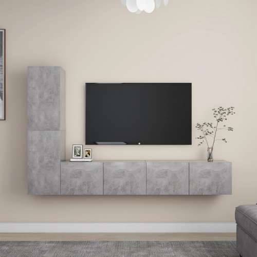 4-dijelni set TV ormarića siva boja betona konstruirano drvo - Beton siva 4 80 cm Cijena