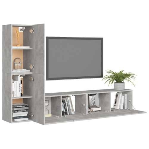 4-dijelni set TV ormarića siva boja betona konstruirano drvo - Beton siva 4 80 cm Cijena