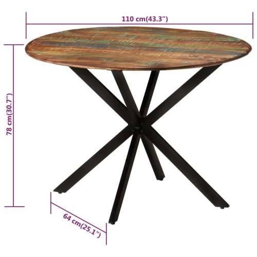 Blagovaonski stol Ø 110x78 cm masivno obnovljeno drvo i čelik Cijena